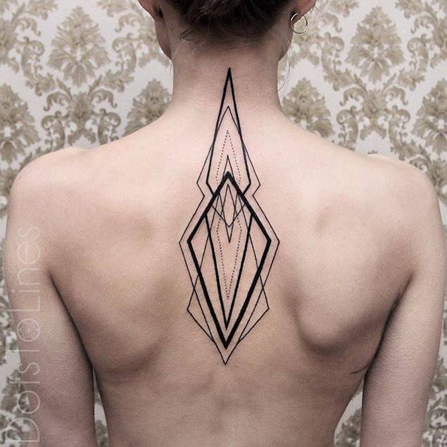 Custom linear tattoo on the back