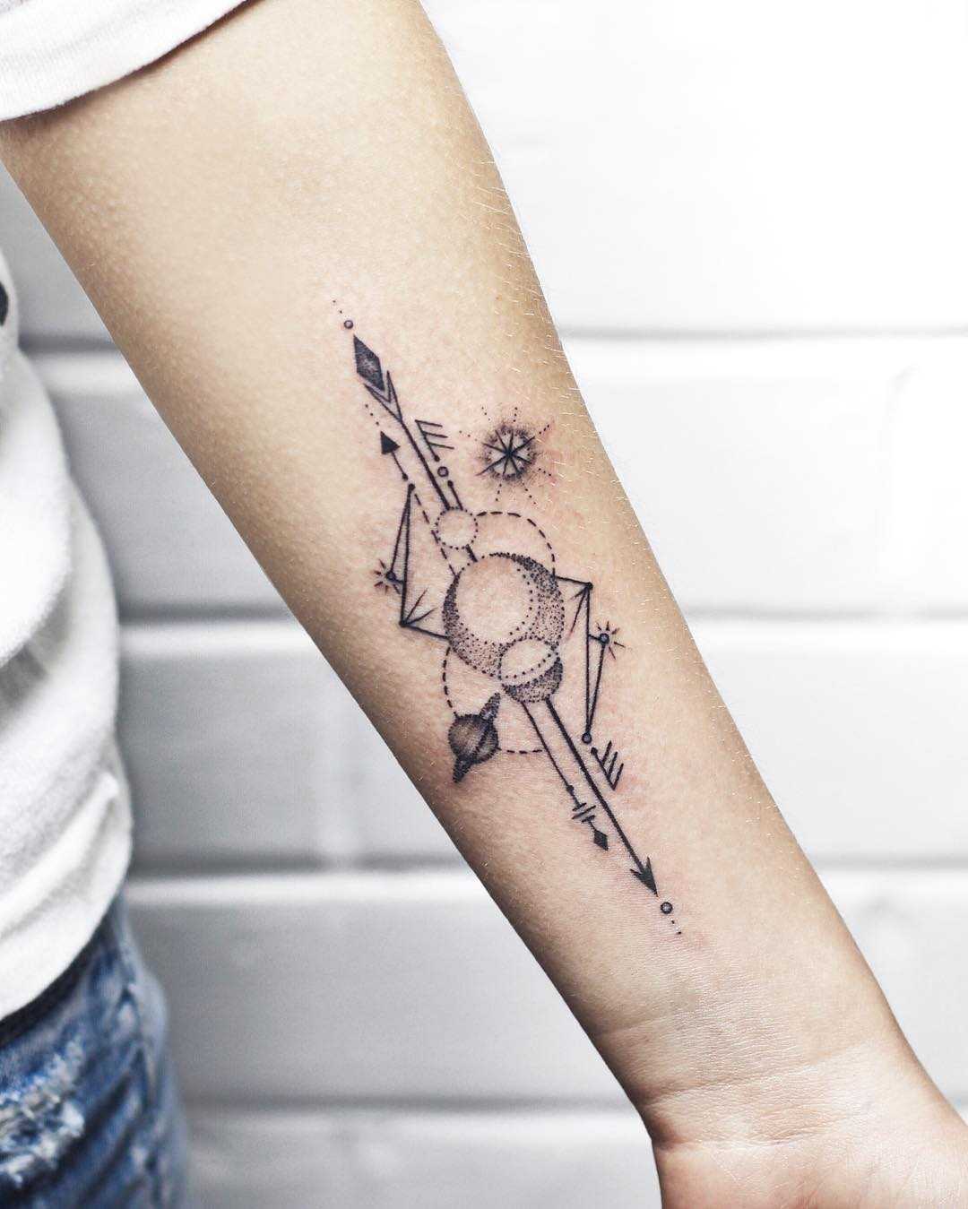 Custom space and geometry tattoo