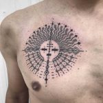 Custom sun tattoo by Kris Davidson