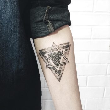 Custom triangular galaxy tattoo