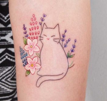 Cute cat tattoo by Jessica Channer