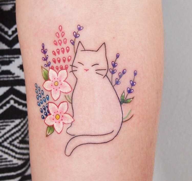Cute cat tattoo by Jessica Channer