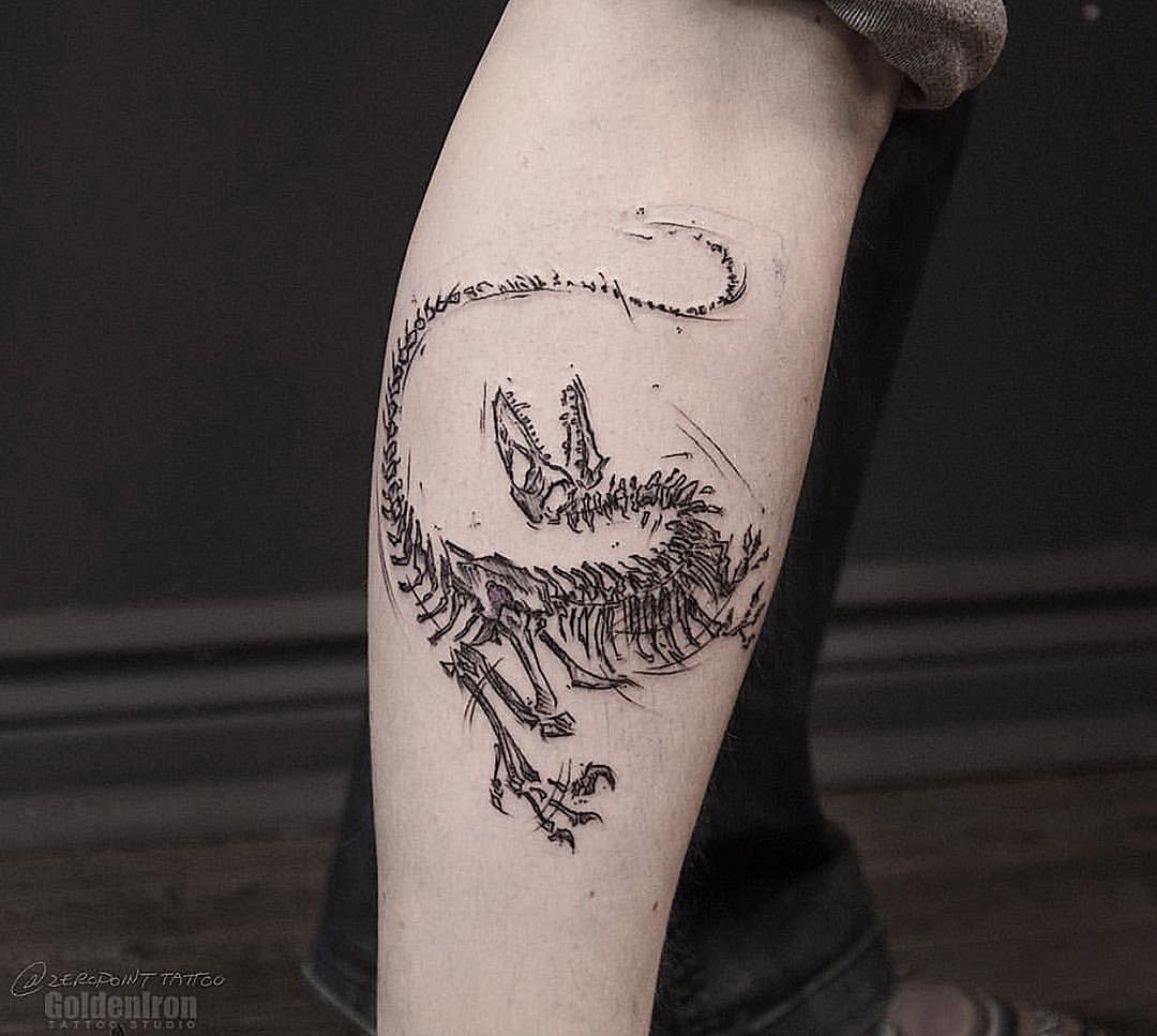 Dinosaur skeleton tattoo by andrew