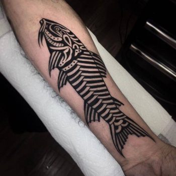 Ex libris style fish tattoo