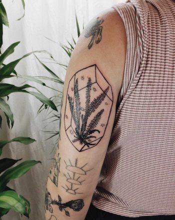 Fern in terrarium tattoo