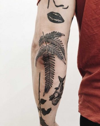 Fern leaf on the elbow