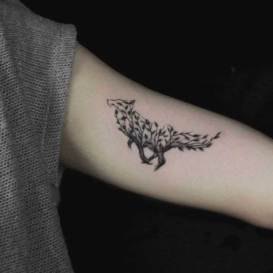 Floral fox tattoo by Stella TX