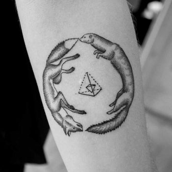 Fox and weasel tattoo by Dogma Noir