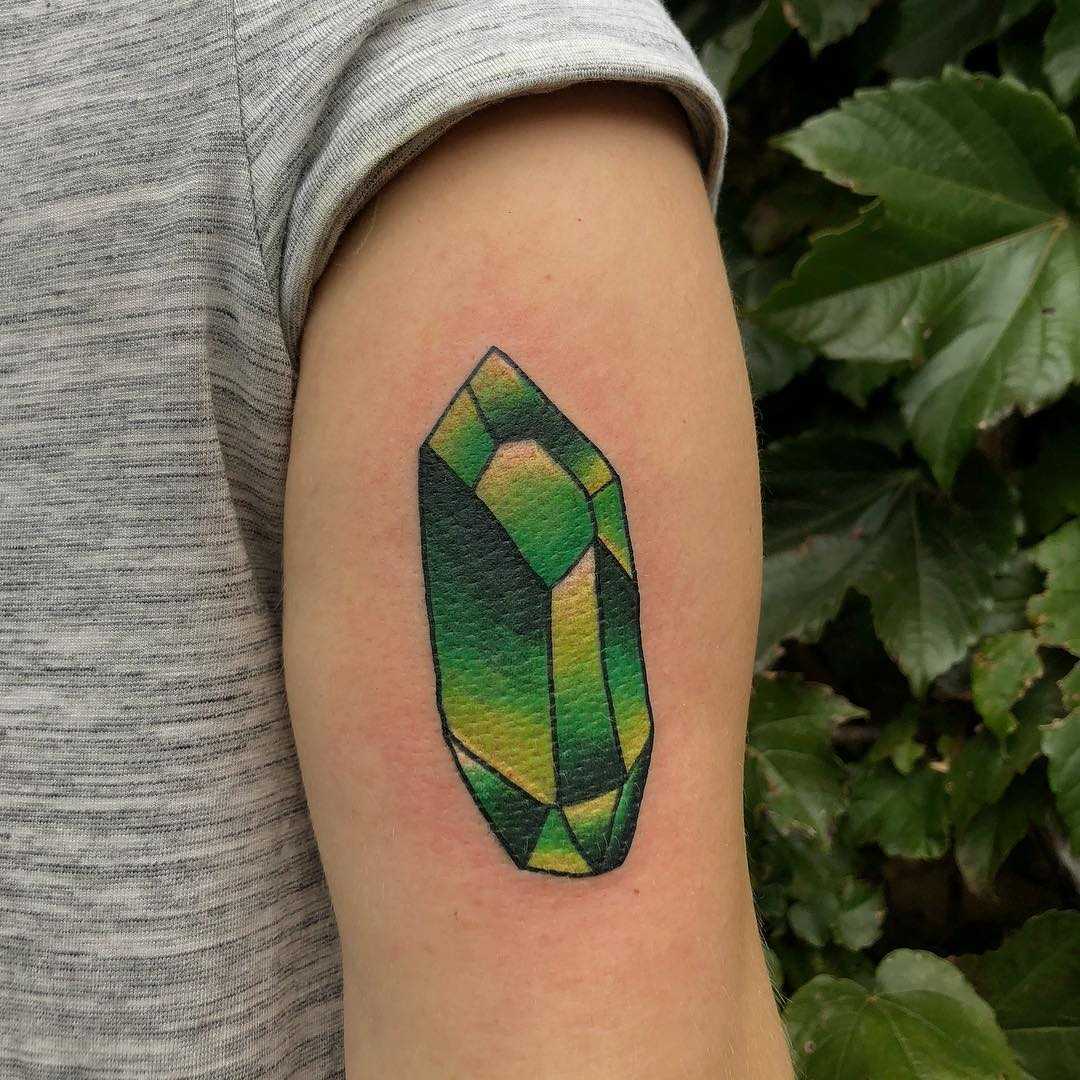 Green crystal tattoo by Lindsee Bee