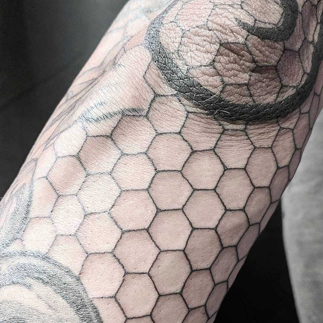 Hexagon sleeve tattoo