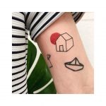 House and paperboat tattoos
