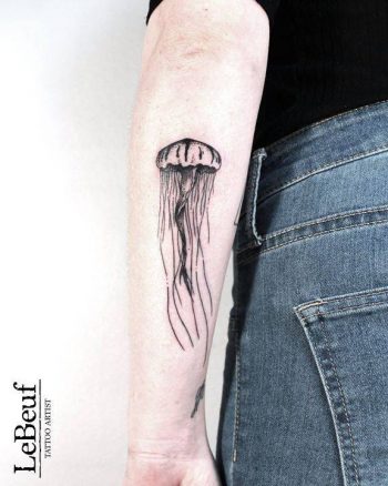 Jellyfish tattoo by Loïc Lebeuf