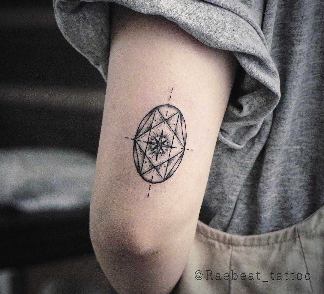 Jewel compass tattoo