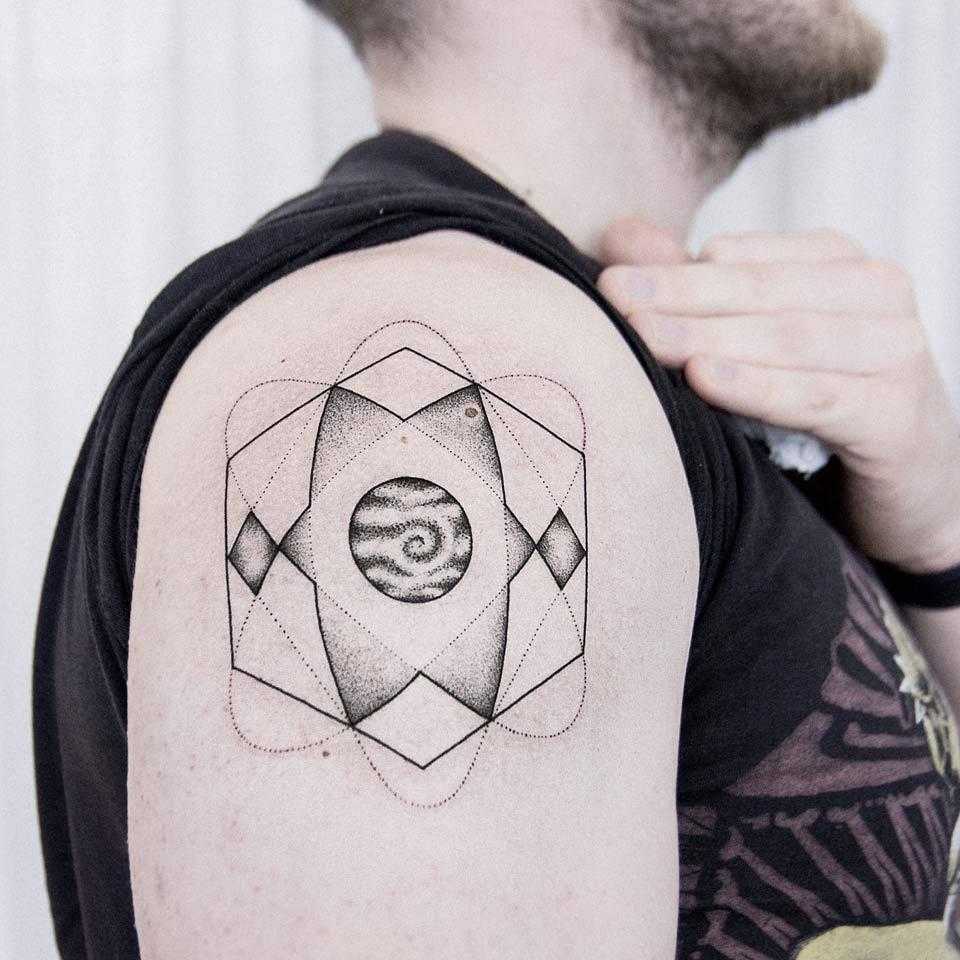 Jupiter and geometry tattoo by dogma noir