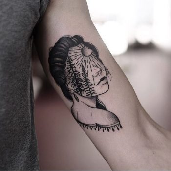 Landscape face tattoo by Jonas Ribeiro