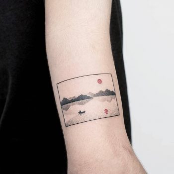 Landscape with a sunrise tattoo