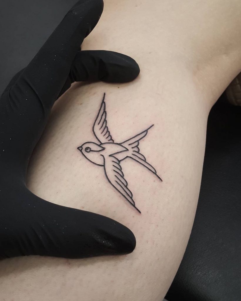 Little outline swallow tattoo