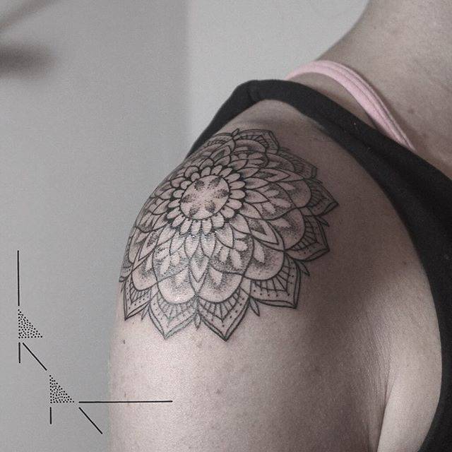 Mandala on the right shoulder by Rachainsworth