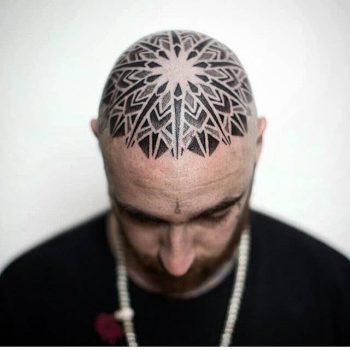 Mandala tattoo on the head