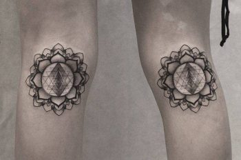 Mandala tattoos on both calves