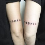 Matching lunar phase tattoos by Mariló Alonso