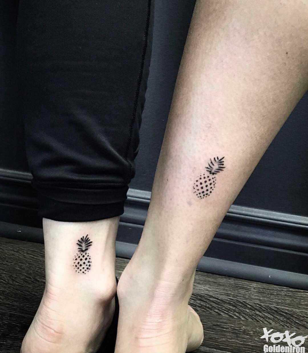 Matching pineapple tattoos by Kyle Xo Xo
