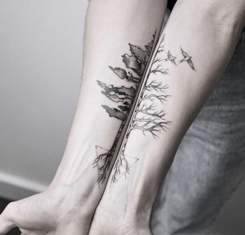 Matching tree tattoo by Maria Fernandez