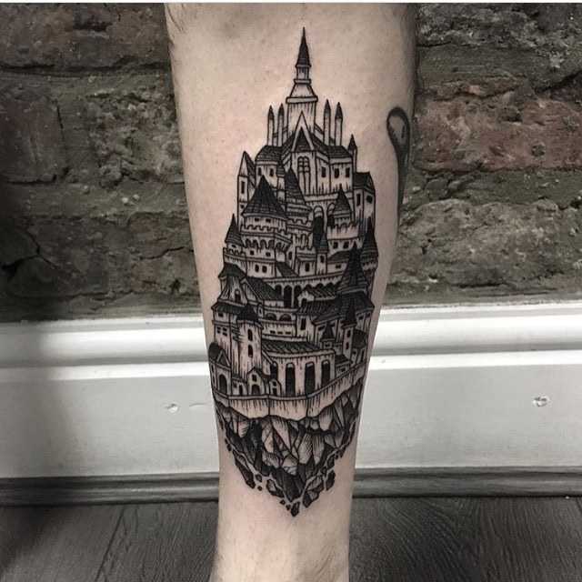 Medieval town tattoo by Dsarok