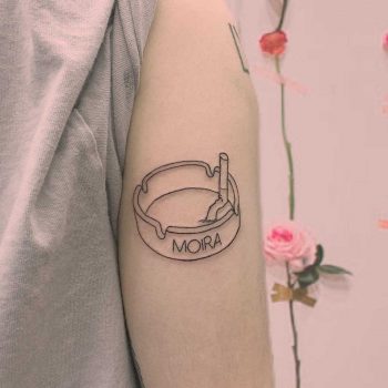 Minimalist ashtray tattoo