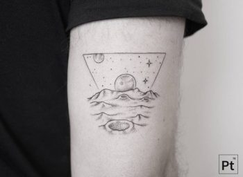 Moon landscape tattoo by Pablo Torre