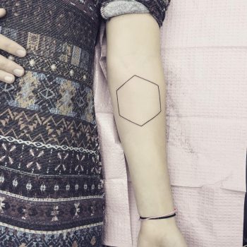 Outline honeycomb tattoo by Jen Wong
