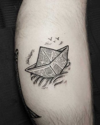Paper boat tattoo