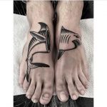 Shark tattoo on feet by ana