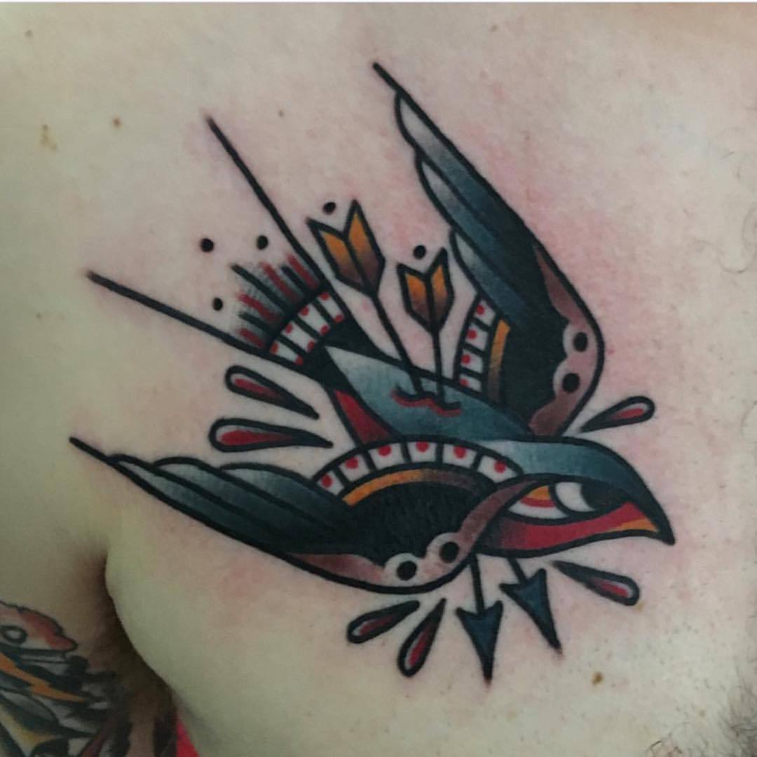 Shot swallow tattoo by jeroen van dijk