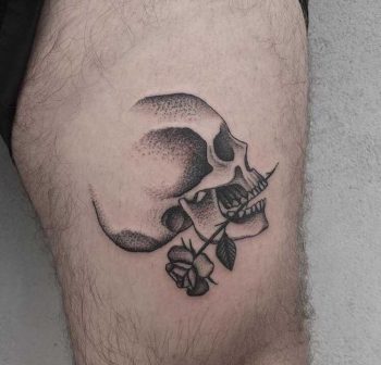 Skull with rose by Justin Olivier