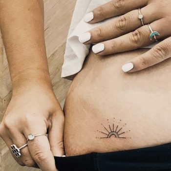 Stick and poke sunset tattoo by Kate Kalula