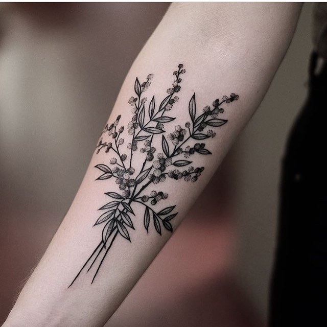 Subtle floral bouquet tattoo by Jonas Ribeiro