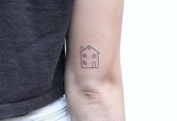 Tiny house tattoo by Lindsay April