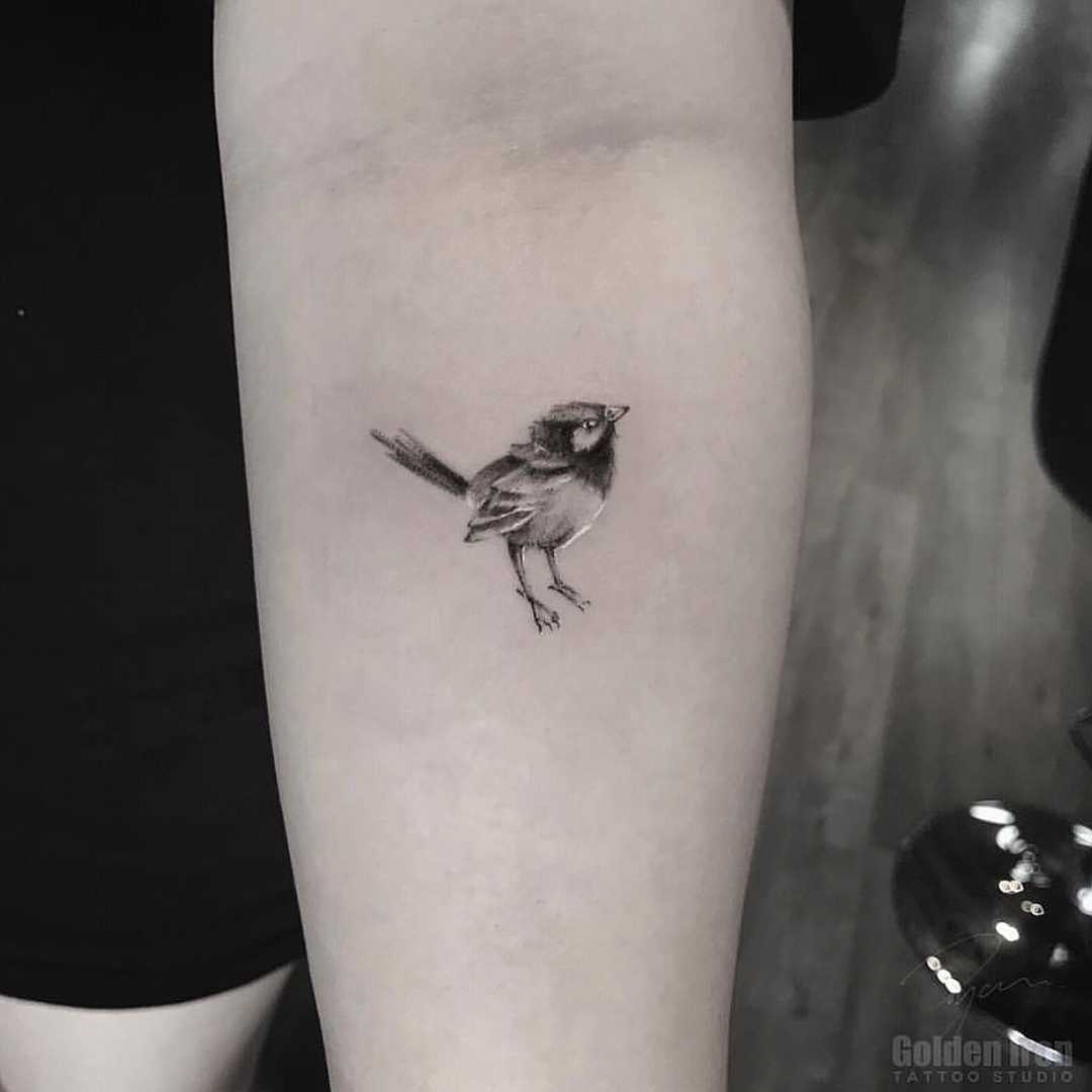 Tiny tit tattoo on the forearm