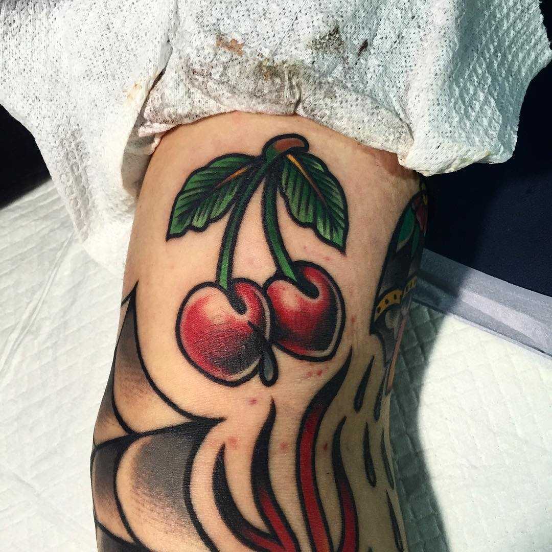 Traditional cherries tattoo