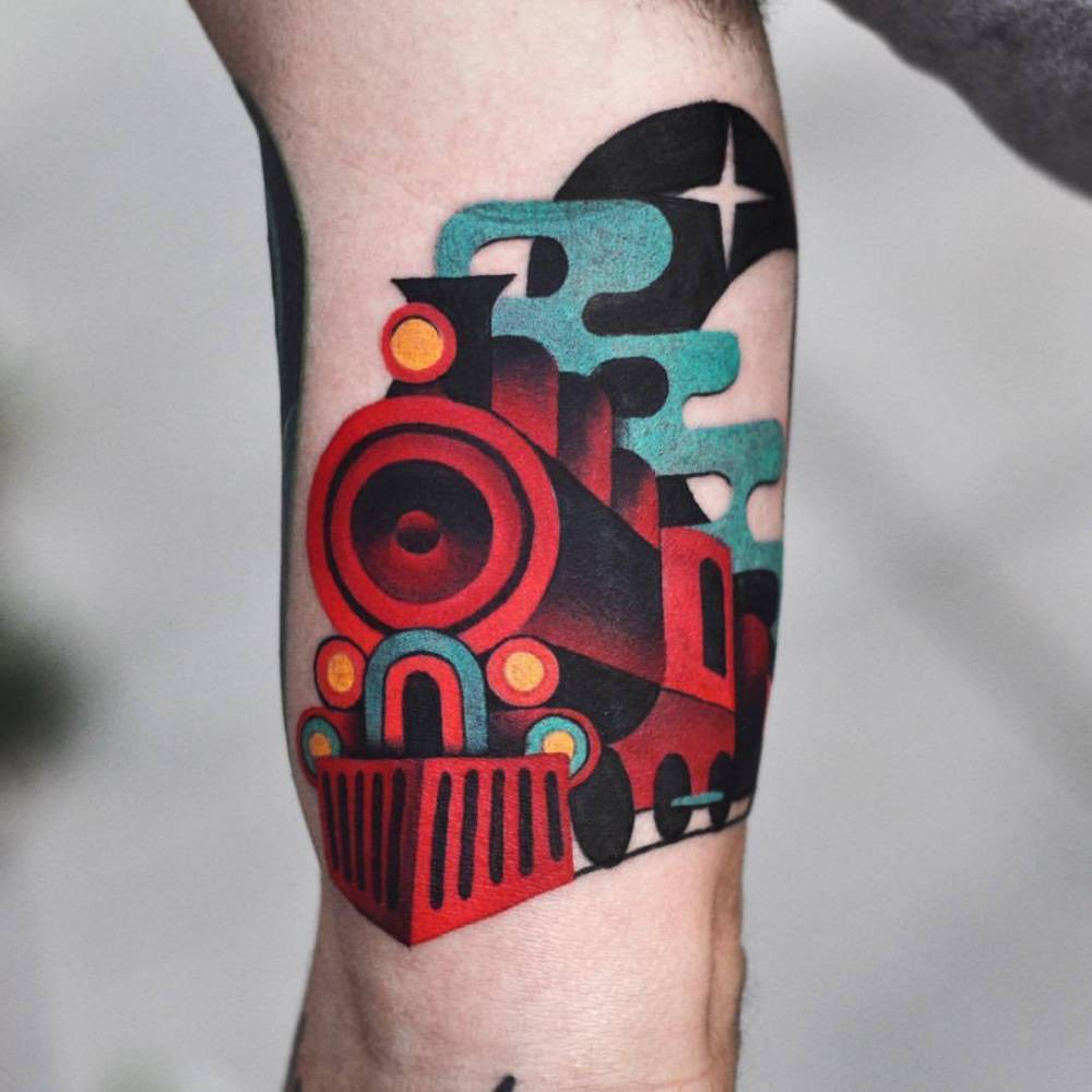 Train tattoo by David Côté