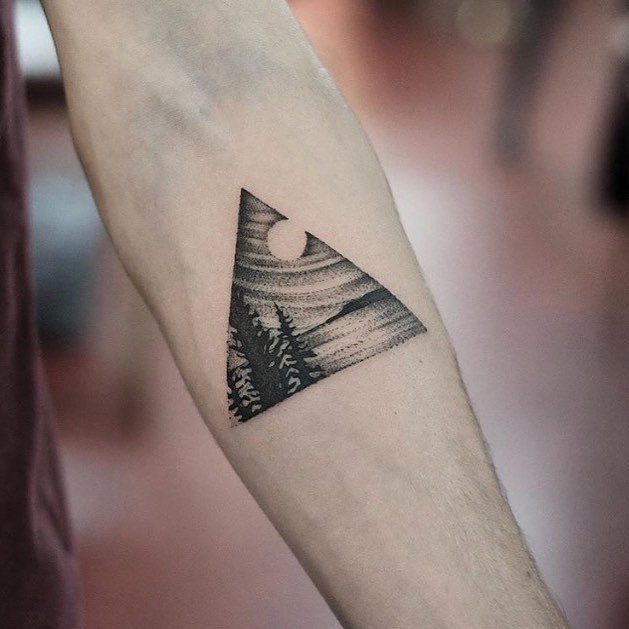 Triangular landscape tattoo by Jonas Ribeiro