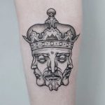 Triple king's face tattoo by Dogma Noir