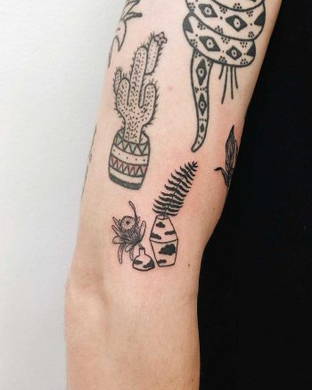 Vases with plants tattoo