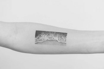 Water on a beach sand tattoo by Nano Ponto A Ponto