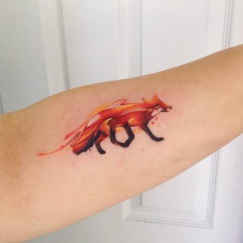 Watercolor firefox tattoo