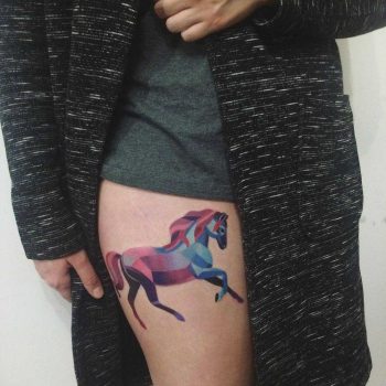 Watercolor horse tattoo by Sasha Unisex