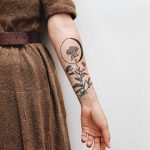 Yarrow and the Waning Gibbous moon tattoo