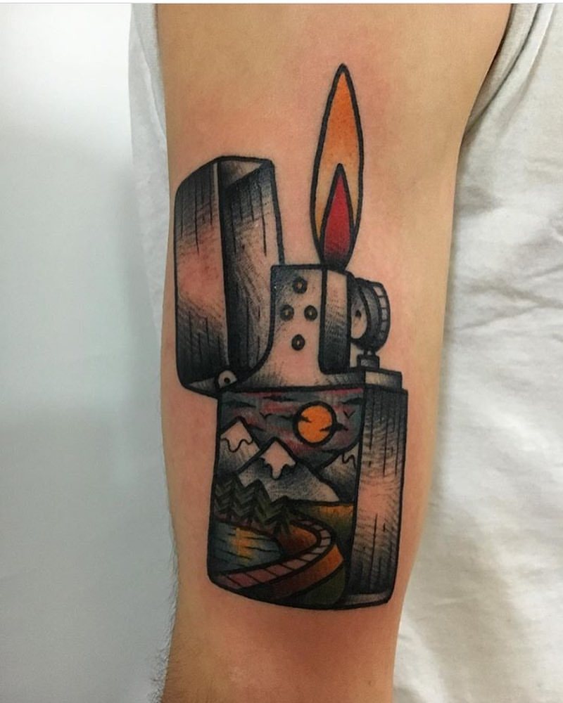 Zippo lighter tattoo by jeroen van dijk