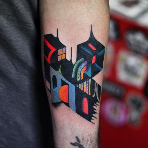 Abstract architecture tattoo by David Cote
